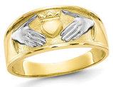 Men's 10K White and Yellow Gold Celtic Claddagh Ring